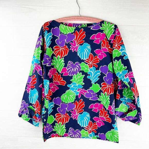 Saint Laurent Rive Gauche Floral Boatneck Relaxed Cotton Top - Picture 3 of 7